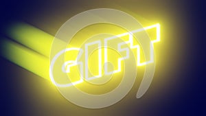 Light Neon word Gift, Illustration Abstract 3d Render