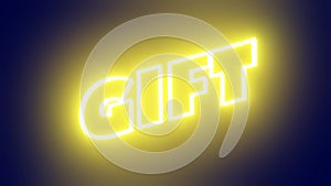 Light Neon word Gift, Illustration Abstract 3d Render