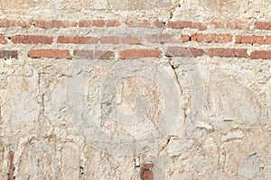 Light Old Brickwork Texture. Ancient Brick Wall.
