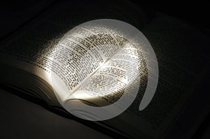 Light on open book