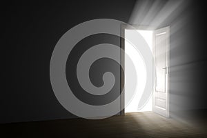 La luce attraverso aprire porta 