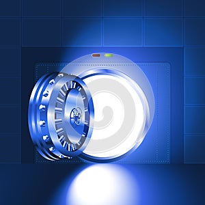 Light open door safe blue