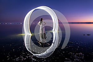 Light Painted Girl in the Salton Sea