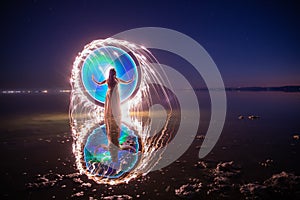 Light Painted Girl in the Salton Sea