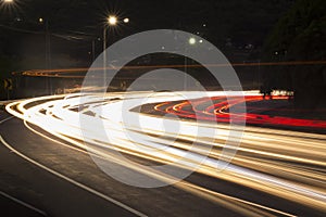 Light painting at Cuesta del Plomo higgway, Managua photo