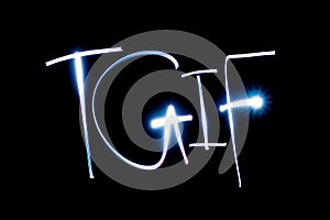 Light painting of the letters TGIF photo