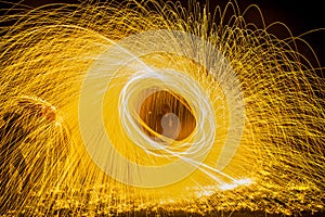 Light Painting with Steel Wool and umbrella