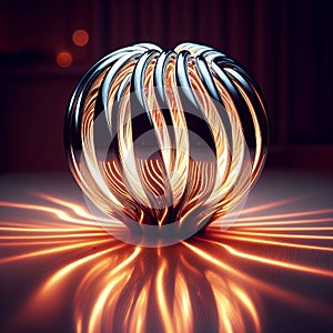 Light patterns on a shiny chrome object