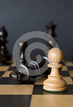 Light Pawn Defeats Dark Queen Chess Piece