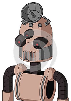 Light-Peach Mech With Dome Head And Vent Mouth And Three-Eyed And Radar Dish Hat