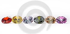 colorful gems on white background photo