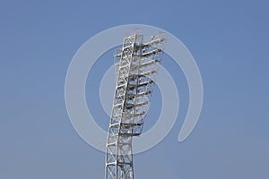 A light pillar with the floodlights at the stadium