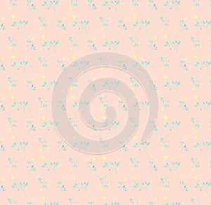 Light pink background with yellow and blue flowers