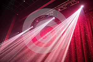 Light Pink Beams of Light on Gradient Red Background