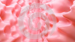 light pink deformed background with waves and deformations. 3d render