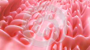 light pink deformed background with waves and deformations. 3d render