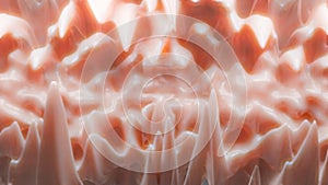 Light pink deformed background with waves and deformations. 3d render