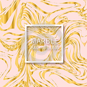 Light pink and gold marble texture background. Liquid effect backdrop. Imitations of hand drawn acrylic painting. Marbling surface photo
