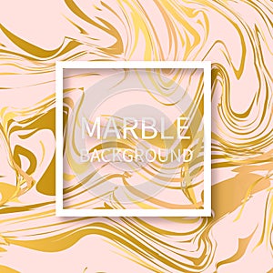Light pink and gold marble texture background. Liquid effect backdrop. Imitations of hand drawn acrylic painting. Marbling surface photo
