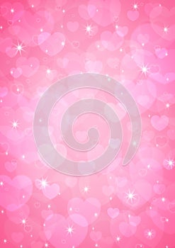 Light pink heart bokeh for love background