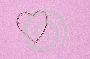 Light Pink Heart in clean slightly sparkling background. Love or romance concept.