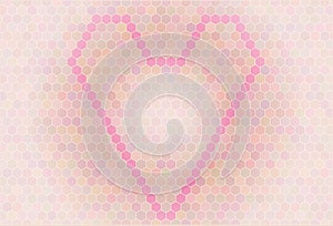 Light pink heart colored hexagon background