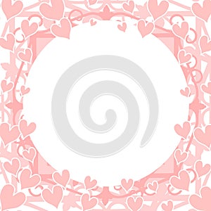 Light Pink Hearts Circular Round Frame