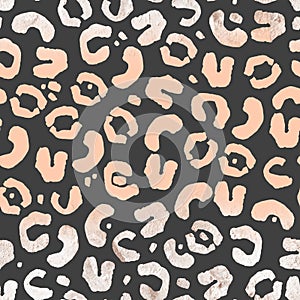 Light pink leopard spots on gray seamless pattern