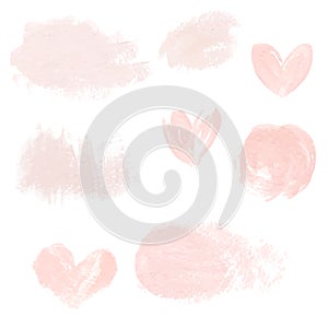 Light pink pastel acrylic brush strokes, delicate textures for logo, decoration, wedding invitation