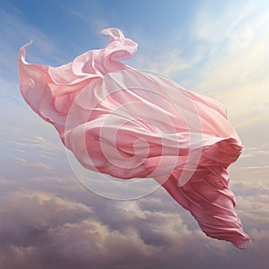light pink silk cloth flowing in the sky generative AI