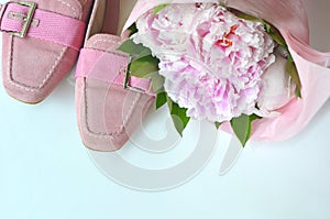 Light pink suede leather ballerina flats shoes