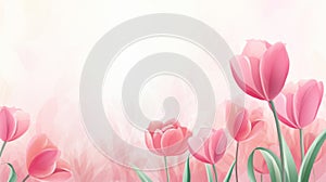 Light pink tulip bouquet on a plain background shot with soft light and a shallow depth of field.