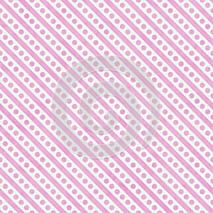 Light Pink and White Small Polka Dots and Stripes Pattern Repeat