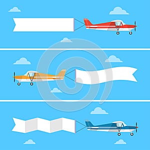 Light plane pulling a banner in a flat style.