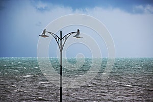 Light Poles at the Beach on a Stormy Day