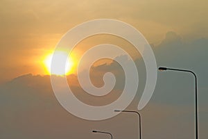 Light Post With Blue Sky Background andon everning