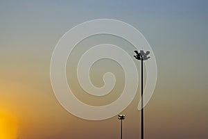 Light Post With Blue Sky Background on everning