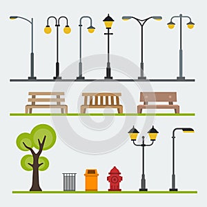 Light posts and outdoor elements for construction of landscapes