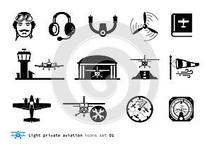 Light private aviation icons