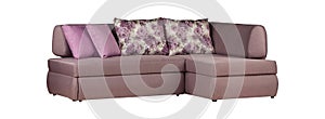 Light purplr sofa isolated on white photo
