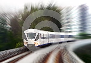 Light Rail Train in fast blurr motion