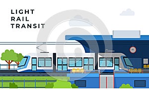 Light Rail Transit on day background. Vector Illustration.