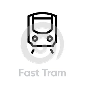 Light rail transit icon vector editable line. Fast Tram, LRT vector symbol