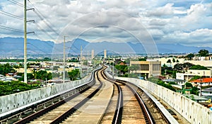 Light rail transit system at Kalauao Pearlridge in Hawaii