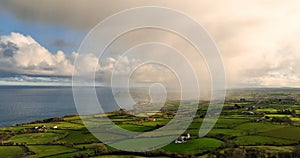 Light rain mizzle clouds over Ballygally on Co Antrim Northern Ireland