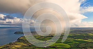 Light rain mizzle clouds over Ballygally on Co Antrim Northern Ireland