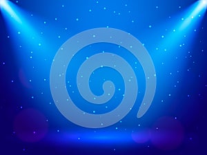 Light rays on a blue background. Vector stock illustration