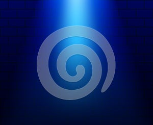 Light rays on a blue brick background. Vector stock illustration for poster