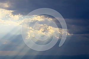 Light Rays Streaming over Mountain Range