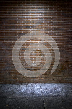 Light on red brick wall background